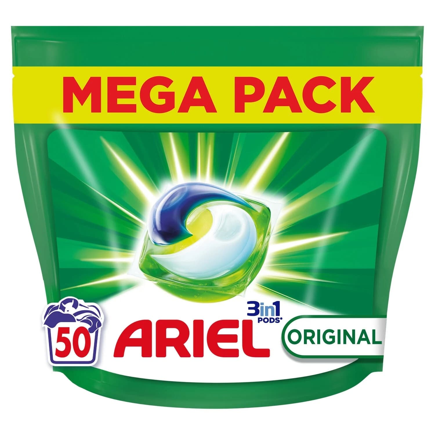 Ariel Capsules Lessive Original 3-en-1 – Boîte de 50 Pods